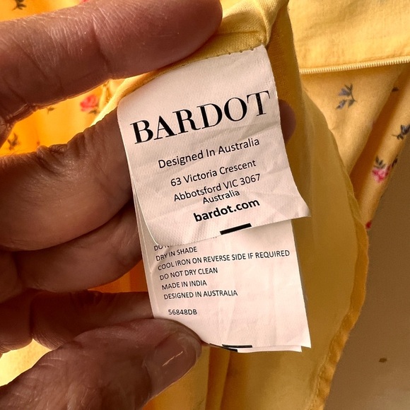 Bardot Yellow Floral Ditsy Tie Shoulder Dress - Picture 6 of 7